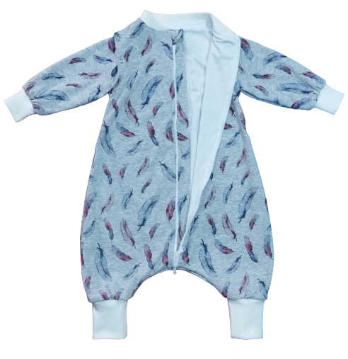 Saco de Dormir Bebé Media Estación - Plumas Plomo Algodón 100%